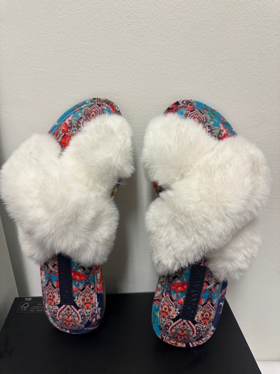 Johnny Was Shoes - JOHNNY WAS INDIX SLIPPERS IN MULTI white Faux Fur Crossband Slide Slipper, Women